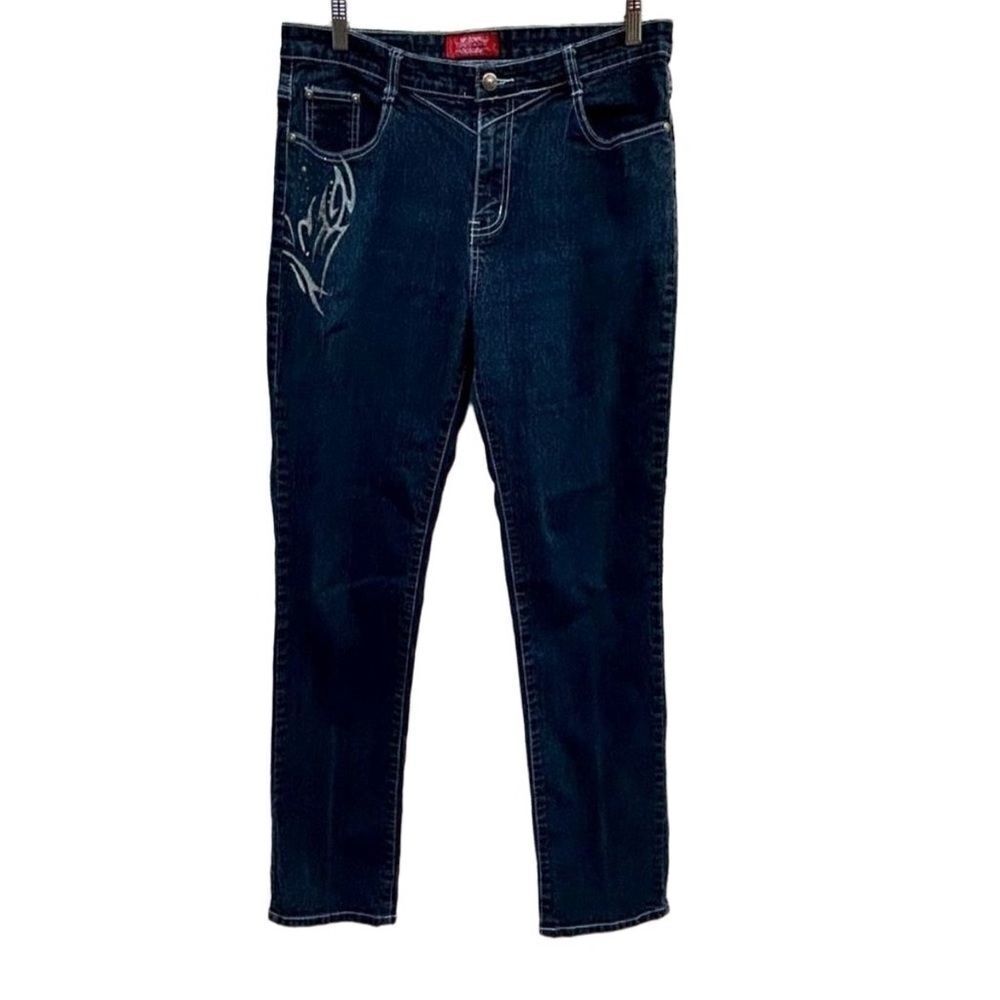 COS Jeans Womens Blue Mid Rise Denim Tapered Leg Skinny Jeans Size 14
